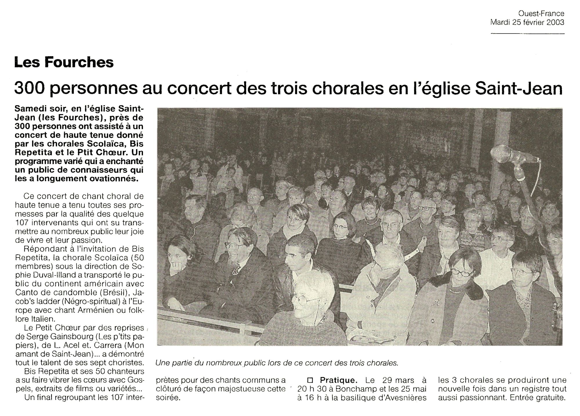 Article Ouest France 25 février 2003
