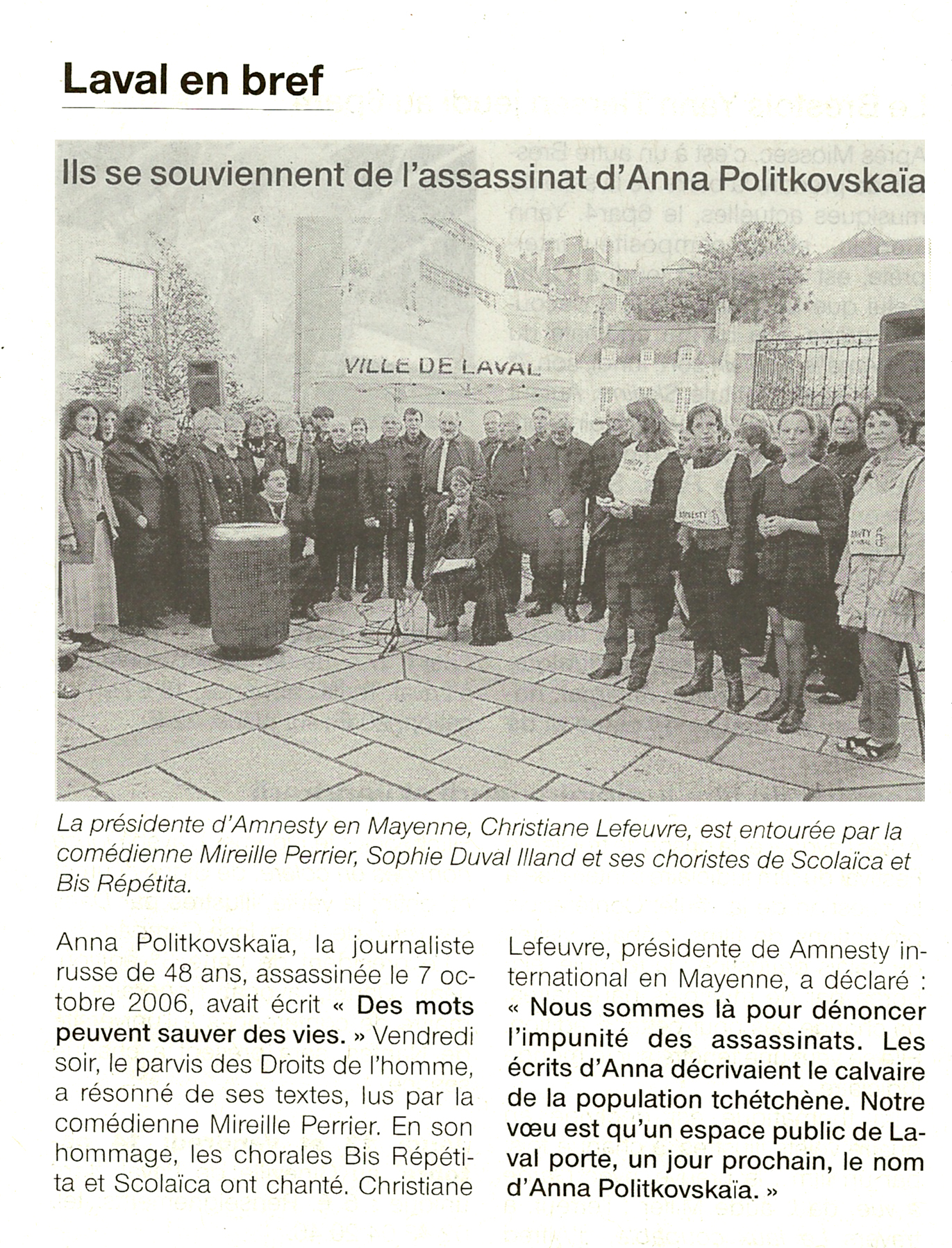 Ouest France n°20415 du 10 octobre 2011